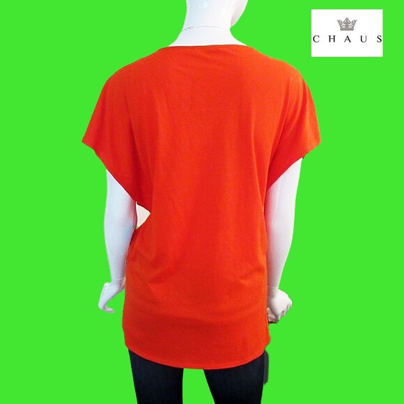 CHAUS NEW Stud Crystals Embellishment Lithe Sleeve Top L - Picture 10 of 12